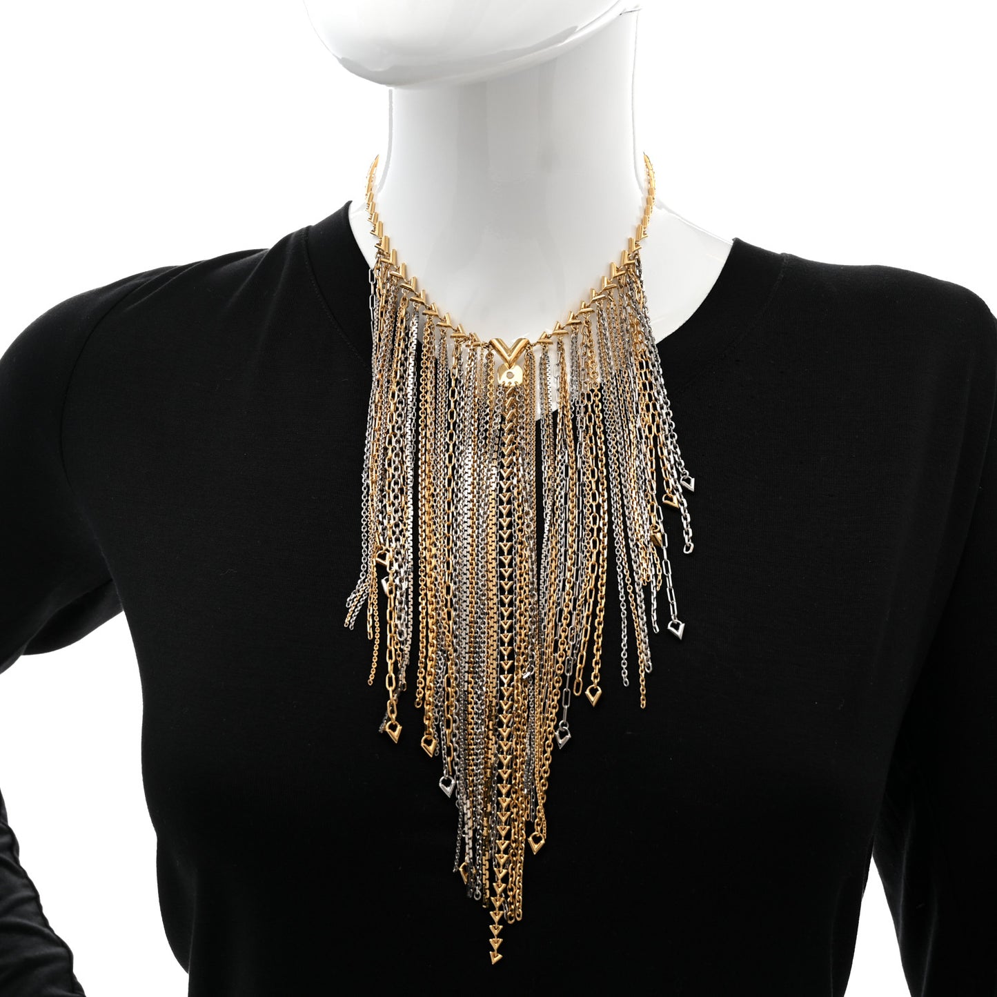 Metal Fringe Necklace Gold Silver