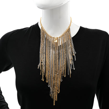 Louis Vuitton Metal Fringe Necklace Gold Silver 2 of 7