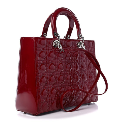Christian Dior Patent Cannage Large Lady Dior Red 2 of 6