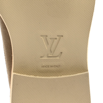 Louis Vuitton Suede Palm Beach Wing Tip Mens Derby Shoes 8 Beige 6 of 11