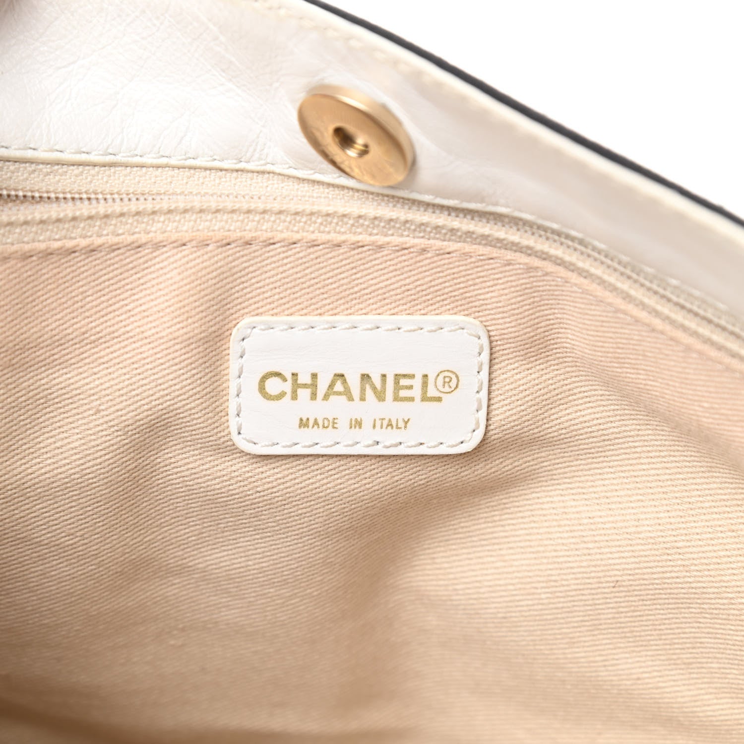 Chanel Lambskin Canvas CC Small Olsen Chain Shoulder Bag White Black 6 of 12
