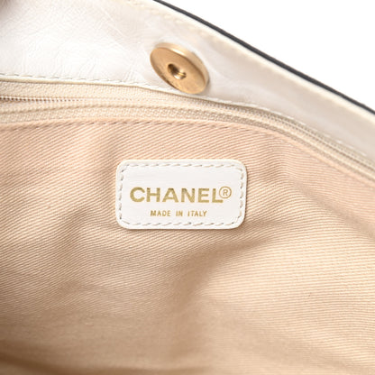 Chanel Lambskin Canvas CC Small Olsen Chain Shoulder Bag White Black 6 of 12