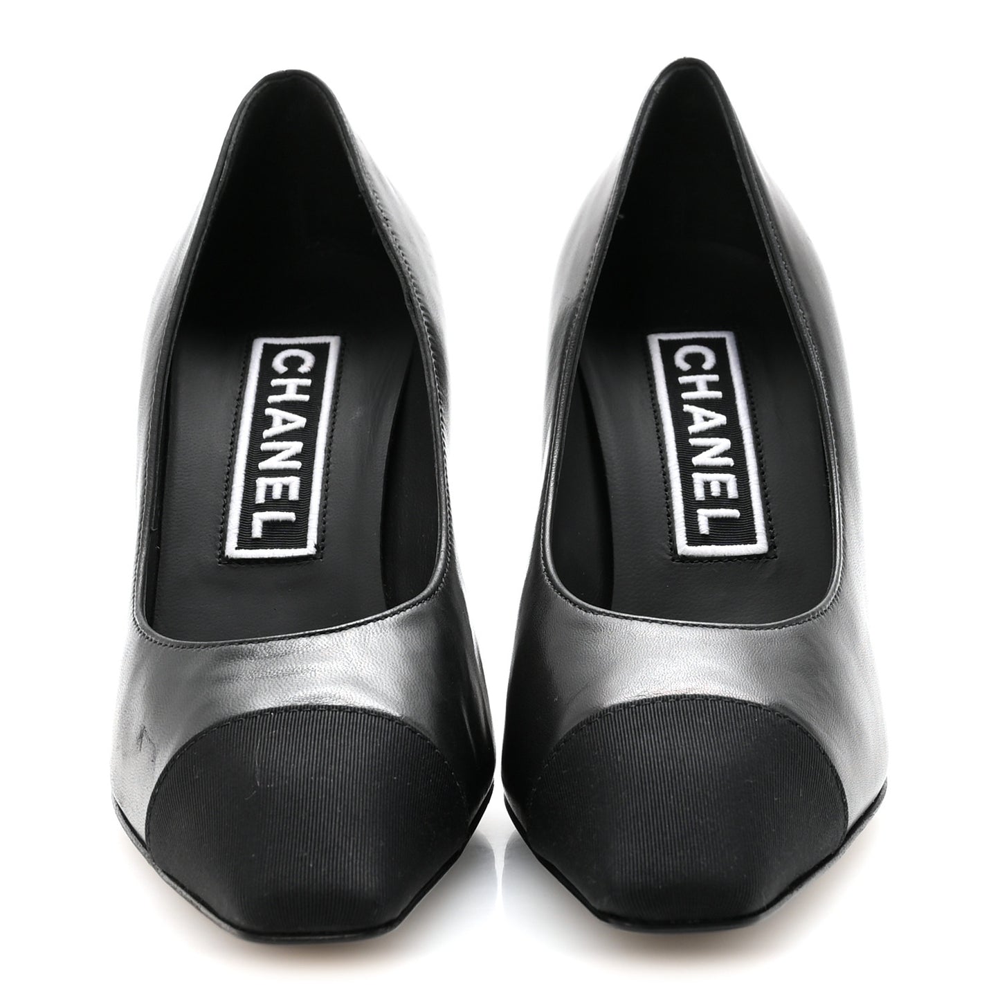 Lambskin Grosgrain Cap Toe CC Pumps 36.5 Black