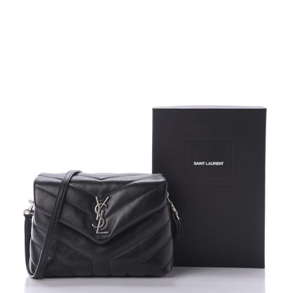 Saint Laurent Calfskin Y Quilted Monogram Toy Loulou Crossbody Bag Black 10 of 10