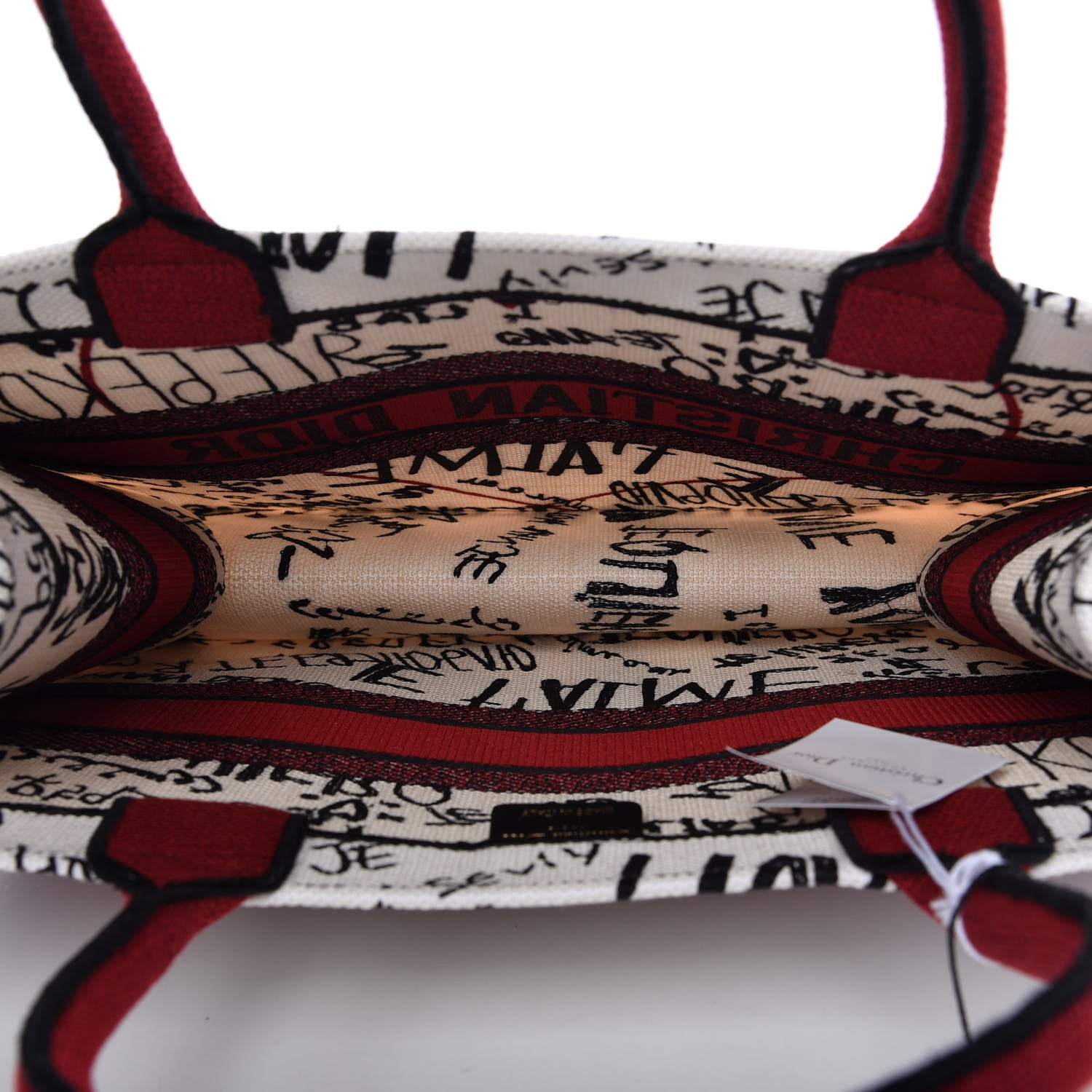 Christian Dior Canvas Embroidered Medium Dioramour Graffiti Book Tote Latte Multicolor 5 of 10