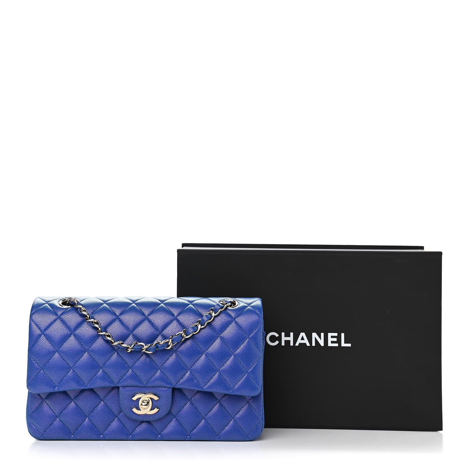 Chanel Iridescent Caviar Quilted Medium Double Flap Blue 11 of 11