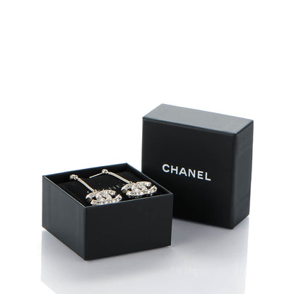 Chanel Baguette Crystal CC Drop Earrings Silver 5 of 5