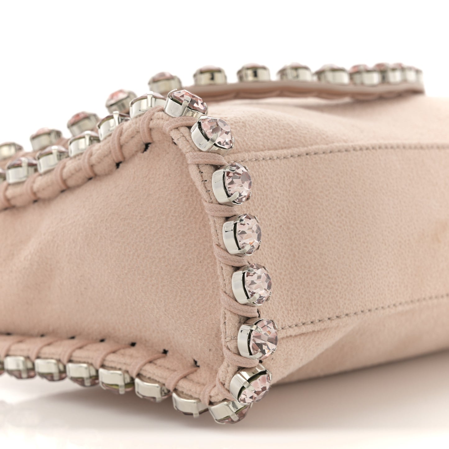 Shaggy Deer Mini Fold Over Falabella Crystal Crossbody Blush Nude