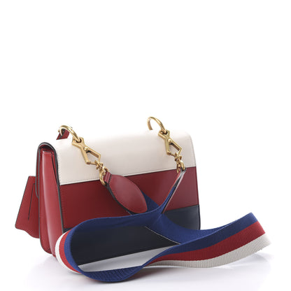Gucci Calfskin Sylvie Web Queen Margaret Shoulder Bag Blue Agata Hibiscus Red Mystic White 2 of 12