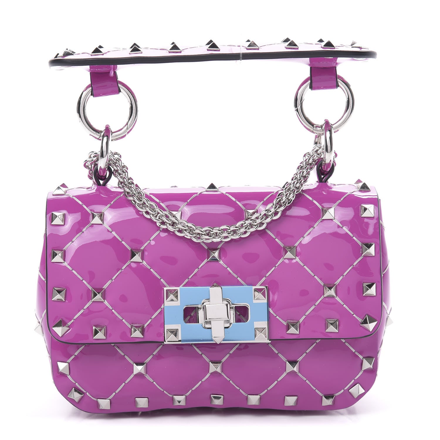Valentino Garavani Patent Micro Rockstud Spike Shoulder Bag Radiant Orchid 1 of 9