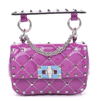 Valentino Garavani Patent Micro Rockstud Spike Shoulder Bag Radiant Orchid 1 of 9