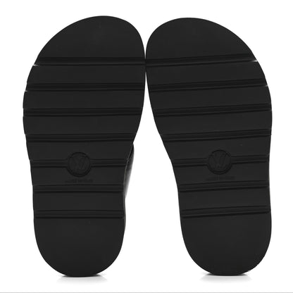 Louis Vuitton Calfskin Logo Studded Pillow Flat Thong Sandals 35 Black 6 of 9