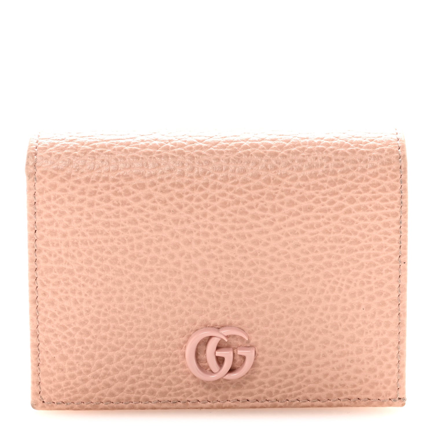 Gucci Dollar Calfskin Enamel Monochrome GG Marmont Card Case Perfect Pink 1 of 8
