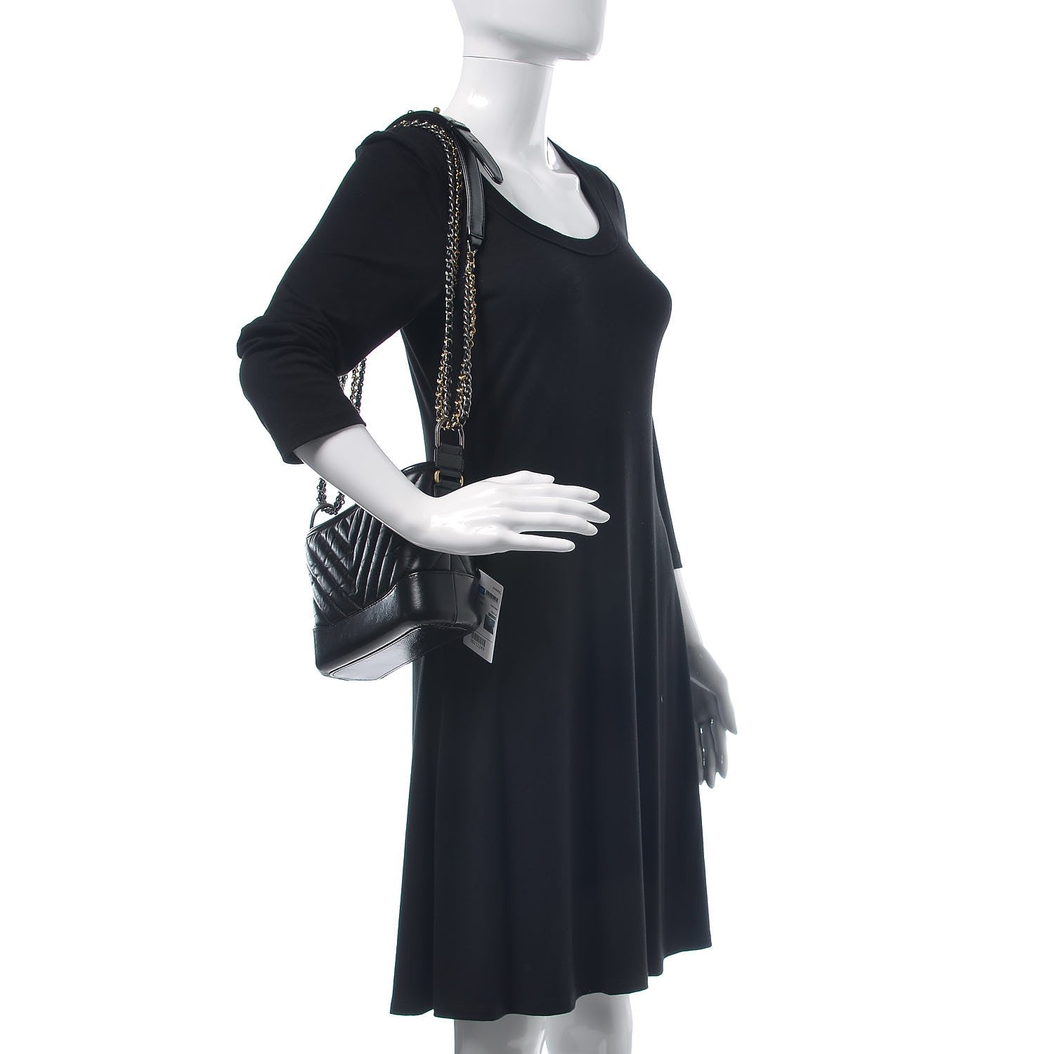 Chanel Aged Calfskin Chevron Quilted Small Gabrielle Hobo Black 2 of 8