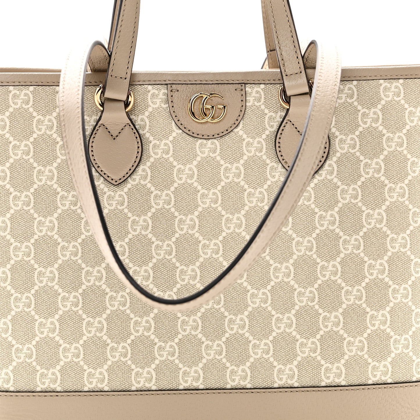 GG Supreme Monogram Textured Dollar Calfskin Small Ophidia Shoulder Tote Bag Beige Mystic White Oatmeal