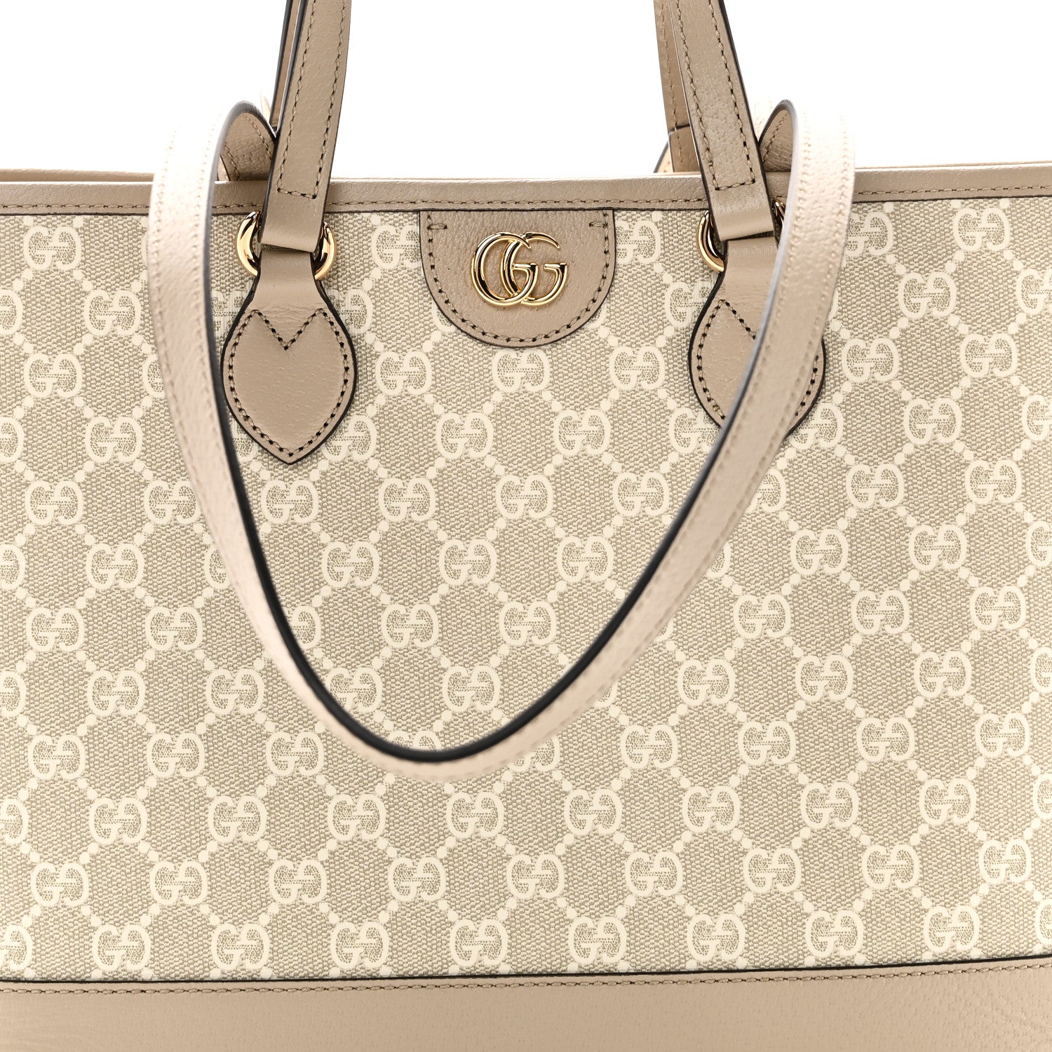 Gucci GG Supreme Monogram Textured Dollar Calfskin Small Ophidia Shoulder Tote Bag Beige Mystic White Oatmeal 8 of 10