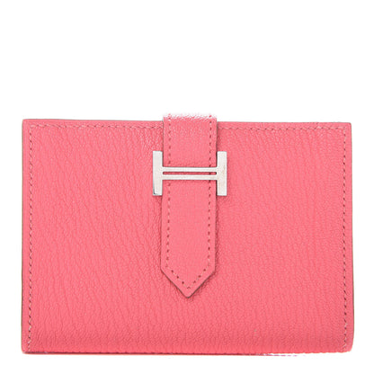 Hermes Chevre Mysore Bearn Card Holder Wallet Rose Lipstick 1 of 8