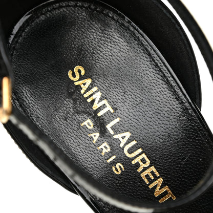 Saint Laurent Patent Calfskin Amber 105 Ankle Strap Sandals 38.5 Black 15 of 16