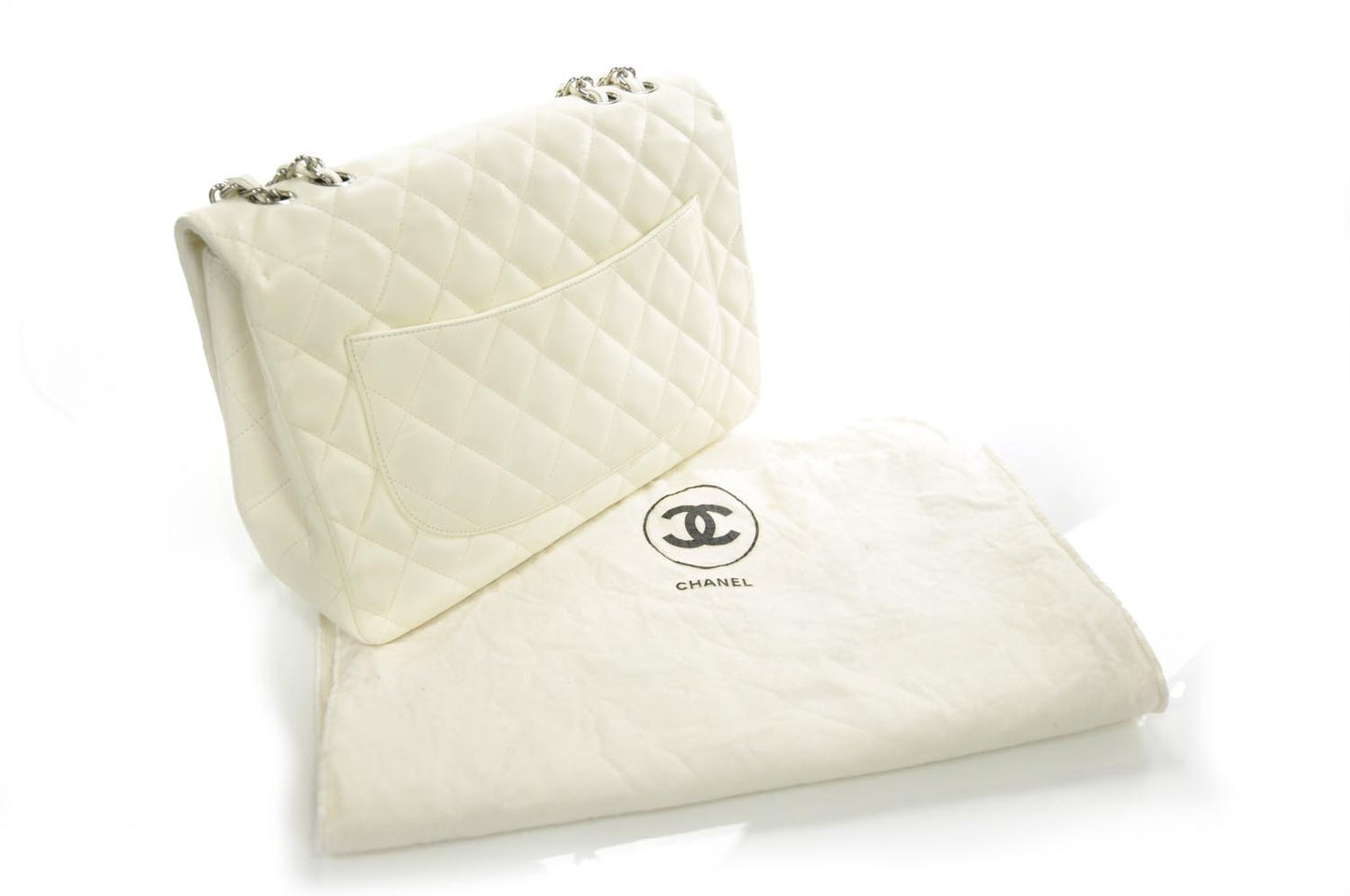 Lambskin Quilted Jumbo Flap White