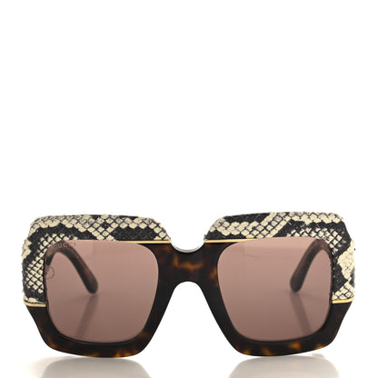 Gucci Snakeskin Acetate Square Sunglasses GG0484S Havana 2 of 9