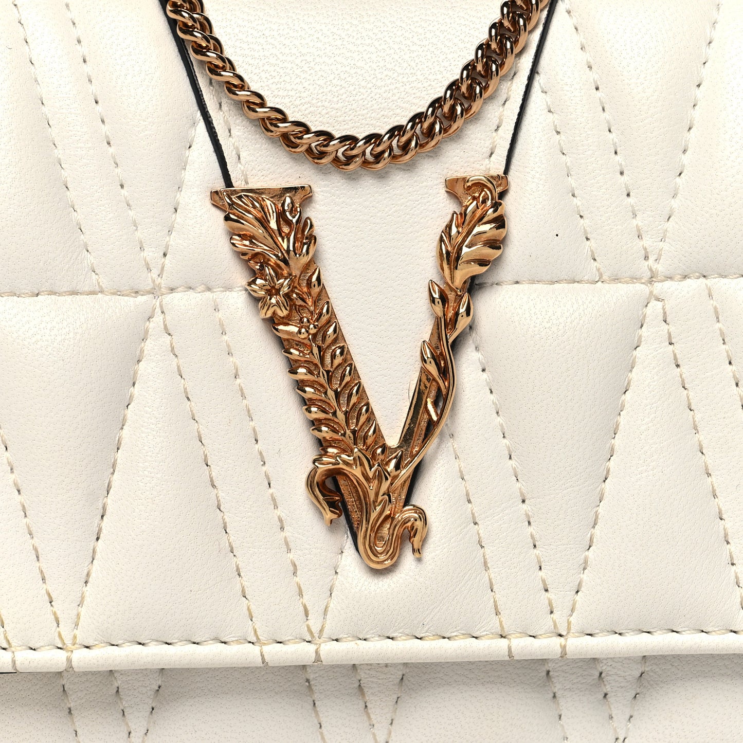 Nappa Quilted Virtus Evening Bag White