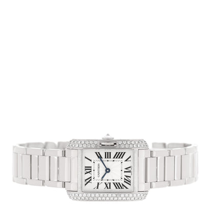 Cartier 18K White Gold Diamond Bezel 23mm Tank Anglaise Quartz Watch 2 of 5