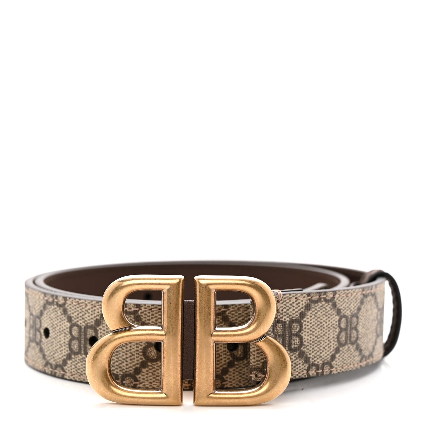 Gucci X BALENCIAGA BB Supreme Monogram Belt 80 32 Beige Ebony 1 of 7