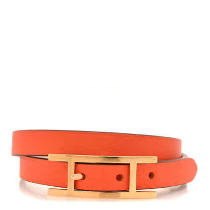 Hermes Swift Behapi Double Tour Bracelet T3 Orange Minium Nata 1 of 5