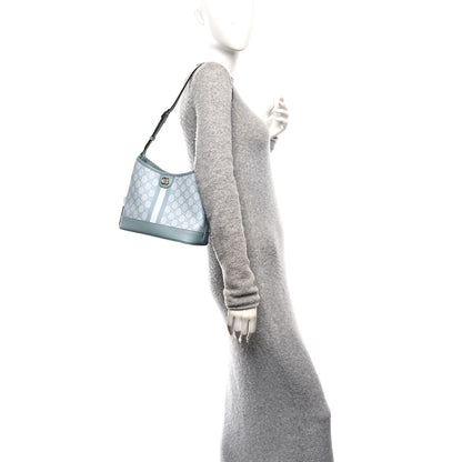 Gucci GG Supreme Monogram Textured Dollar Calfskin Web Small Ophidia Bucket Shoulder Bag Dusty Blue 2 of 10