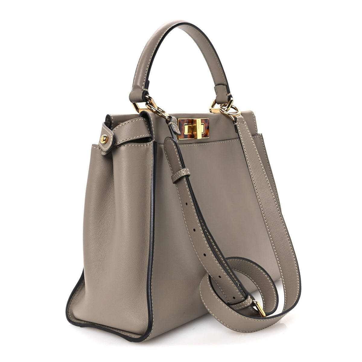 Vitello Seta Shiny Nappa Plexiglass Medium Peekaboo I SEE U Satchel Tortora