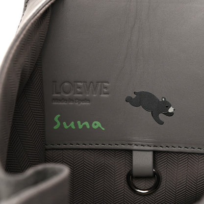 Loewe X SUNA FUJITA Satin Calfskin Canvas Embroidered Hammock Shoulder Bag Grey 6 of 10