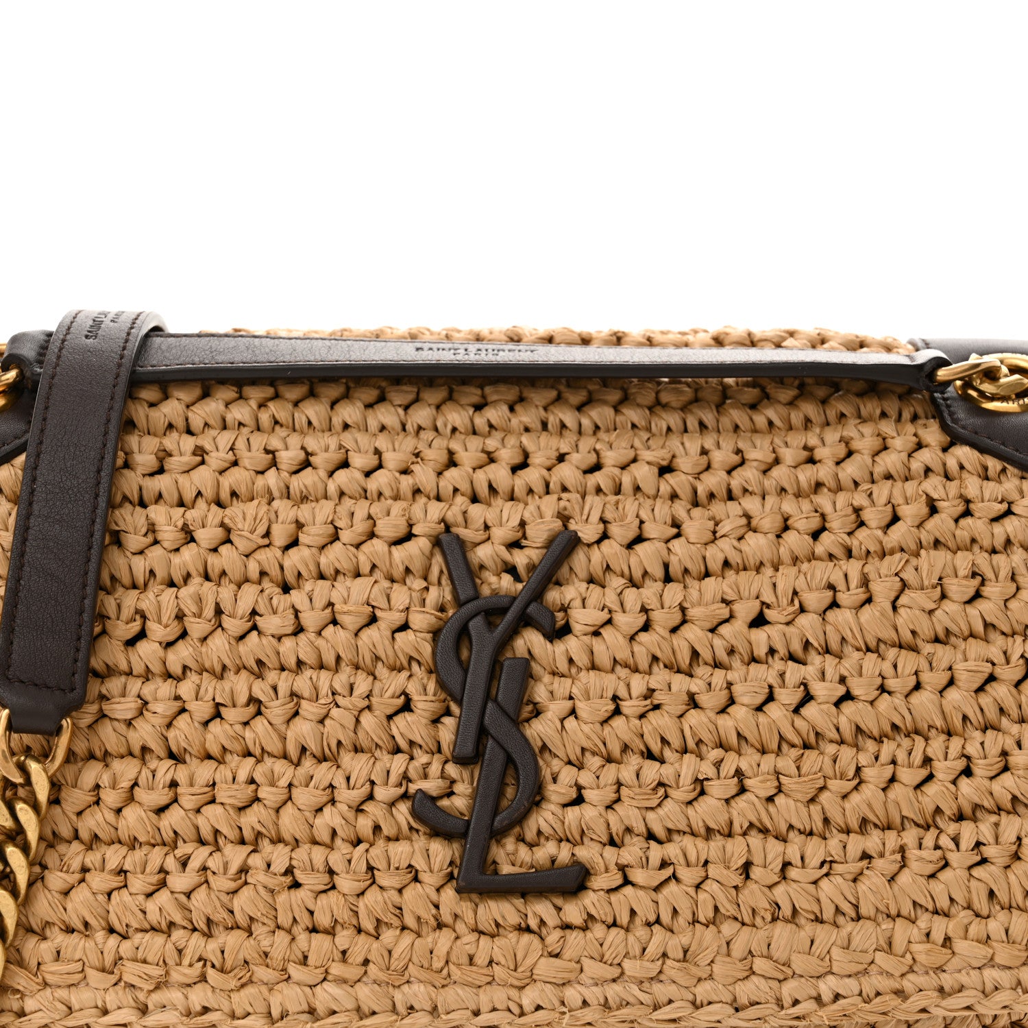 Saint Laurent Raffia Calfskin Monogram Medium Niki Chain Satchel Natural 8 of 11