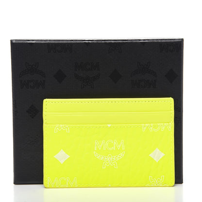 MCM Visetos Card Case Neon Yellow 6 of 6