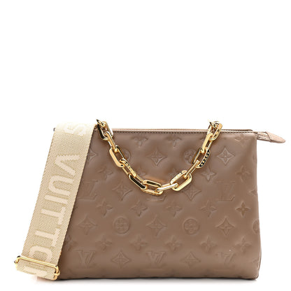 Louis Vuitton Lambskin Embossed Monogram Coussin PM Taupe 1 of 12