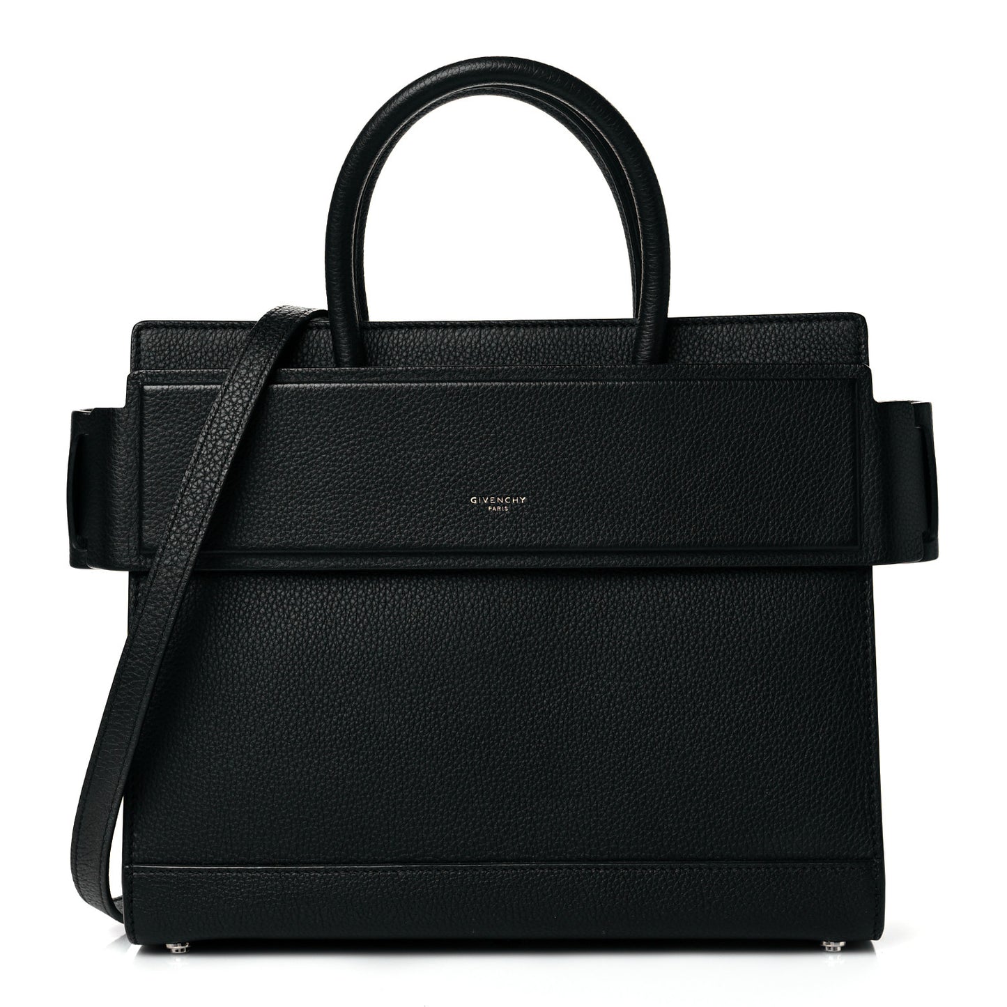 Smooth Calfskin Small Horizon Satchel Black