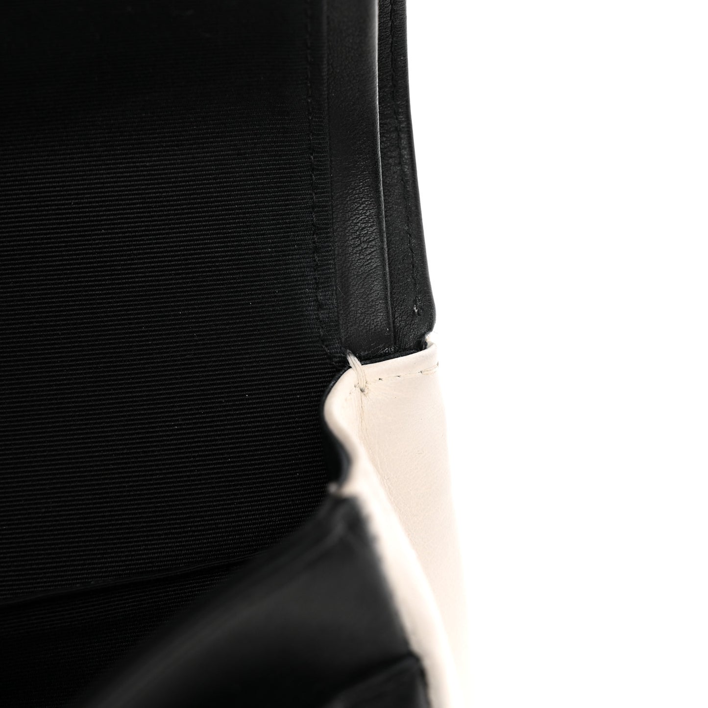 Calfskin Duo Medium Double Flap  White Black