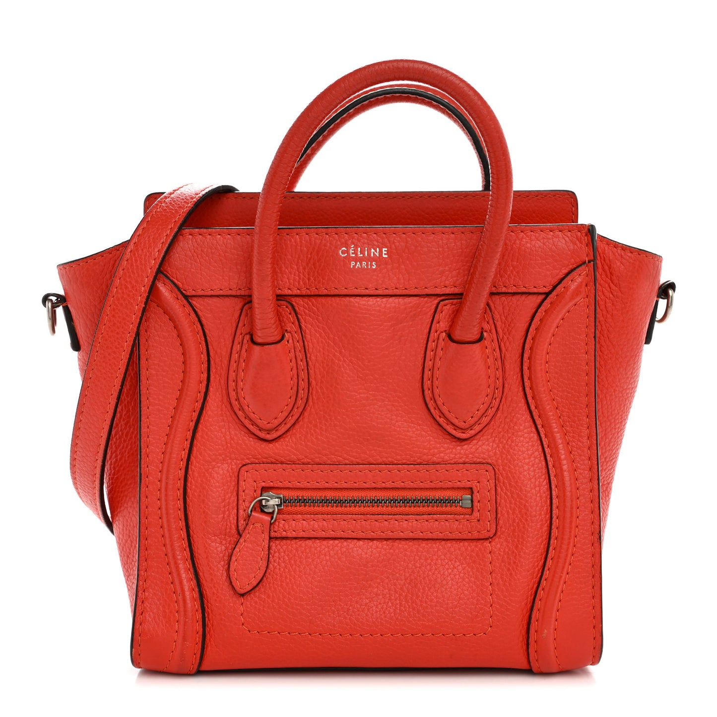 Drummed Calfskin Nano Luggage Vermillion