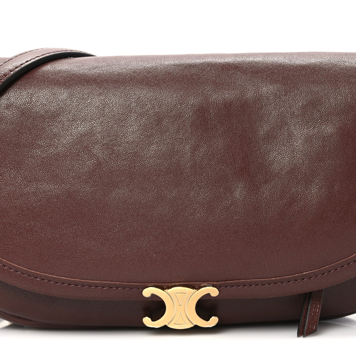 Celine Shiny Lambskin Soft Triomphe Little Half Moon Bag Deep Brown 6 of 8