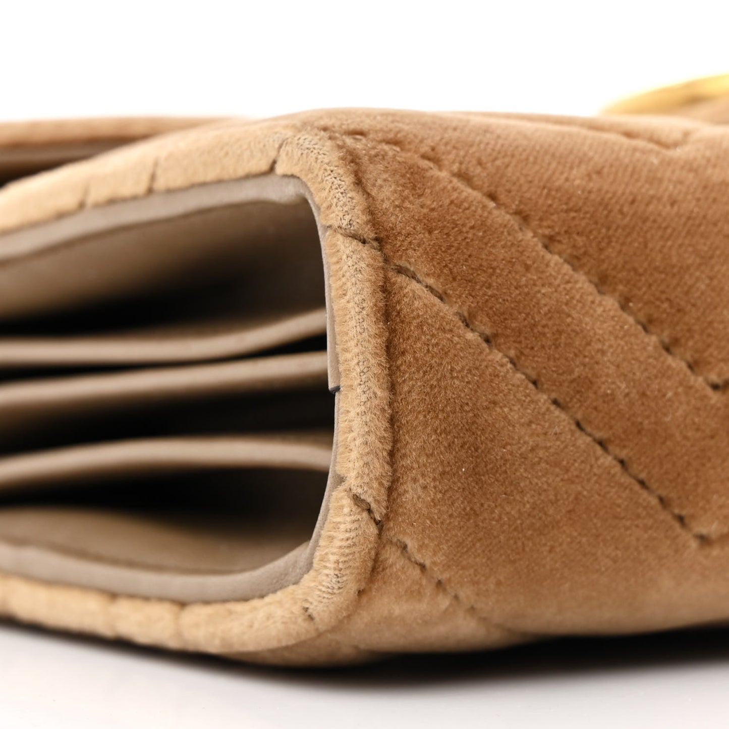 Velvet Matelasse GG Marmont Chain Wallet Taupe