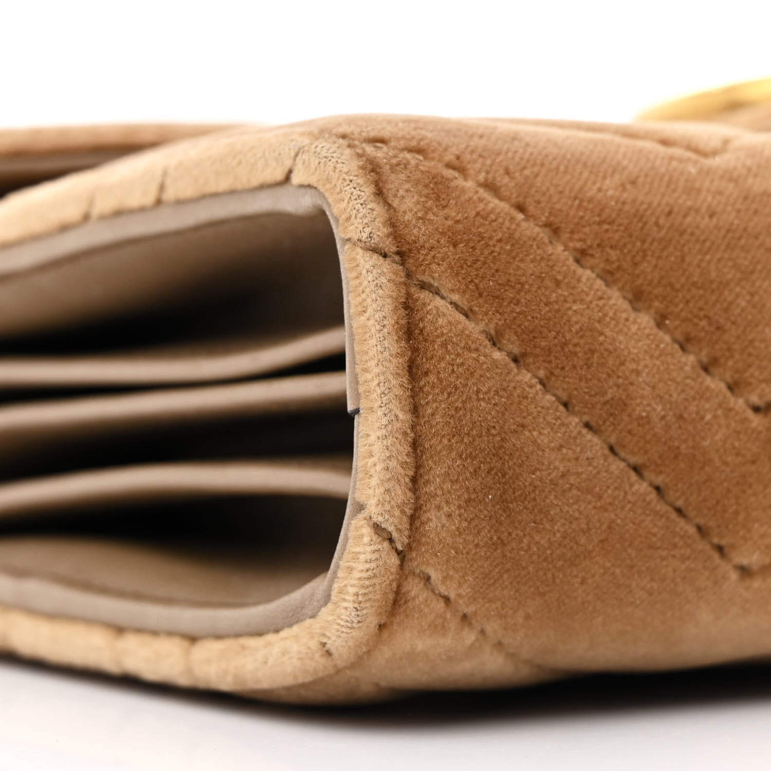 Gucci Velvet Matelasse GG Marmont Chain Wallet Taupe 11 of 15