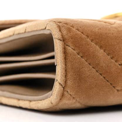 Gucci Velvet Matelasse GG Marmont Chain Wallet Taupe 11 of 15