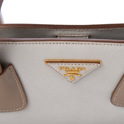 Prada Saffiano Lux Bi-Color Tote Talco Visone 16 of 17