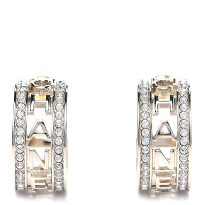 Chanel Metal Crystal Bow-tiful CC Hoop Earrings Gold 1 of 6