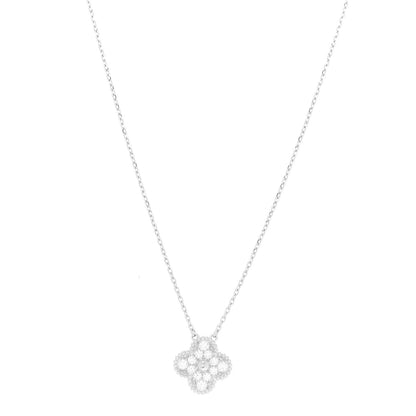 Van Cleef & Arpels 18K White Gold Diamond Vintage Alhambra Pendant Necklace 1 of 5