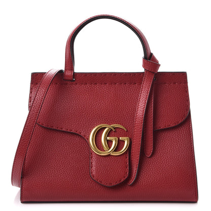 Gucci Calfskin Mini GG Marmont Top Handle Bag Vulcanic Red 1 of 7