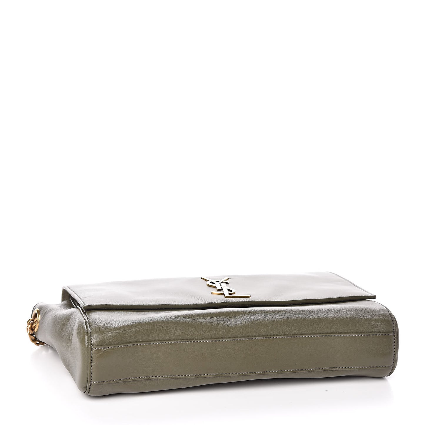 Smooth Calfskin Suede Medium Reversible Monogram Kate Satchel Olive