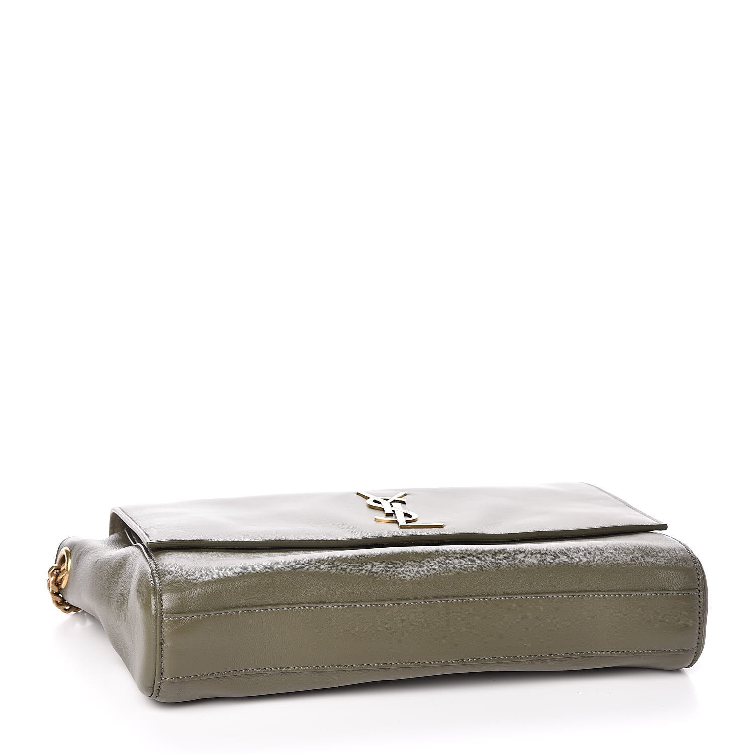 Saint Laurent Smooth Calfskin Suede Medium Reversible Monogram Kate Satchel Olive 7 of 13