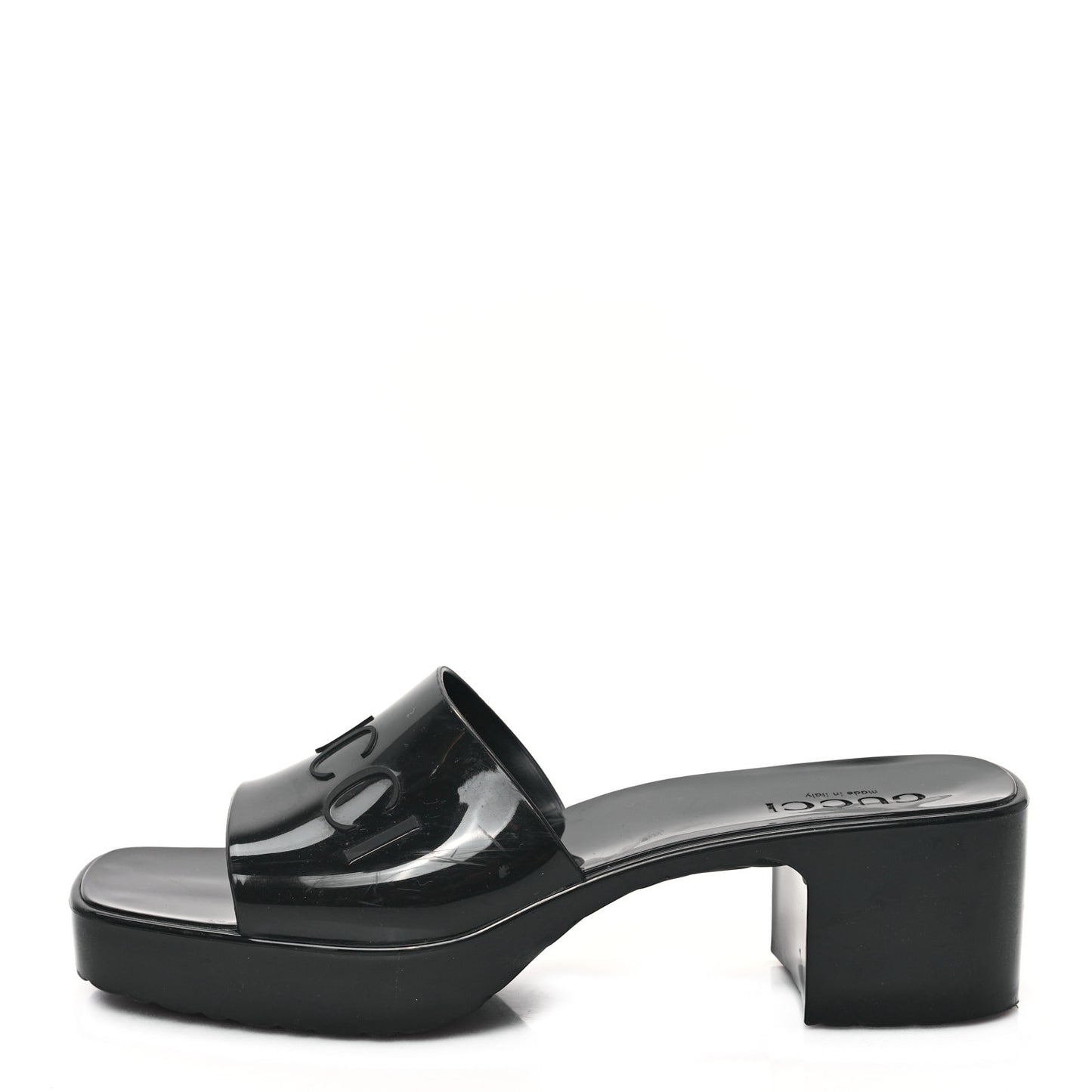 Rubber Gucci Logo Womens Platform 20/60mm Slide Sandals 40 Black