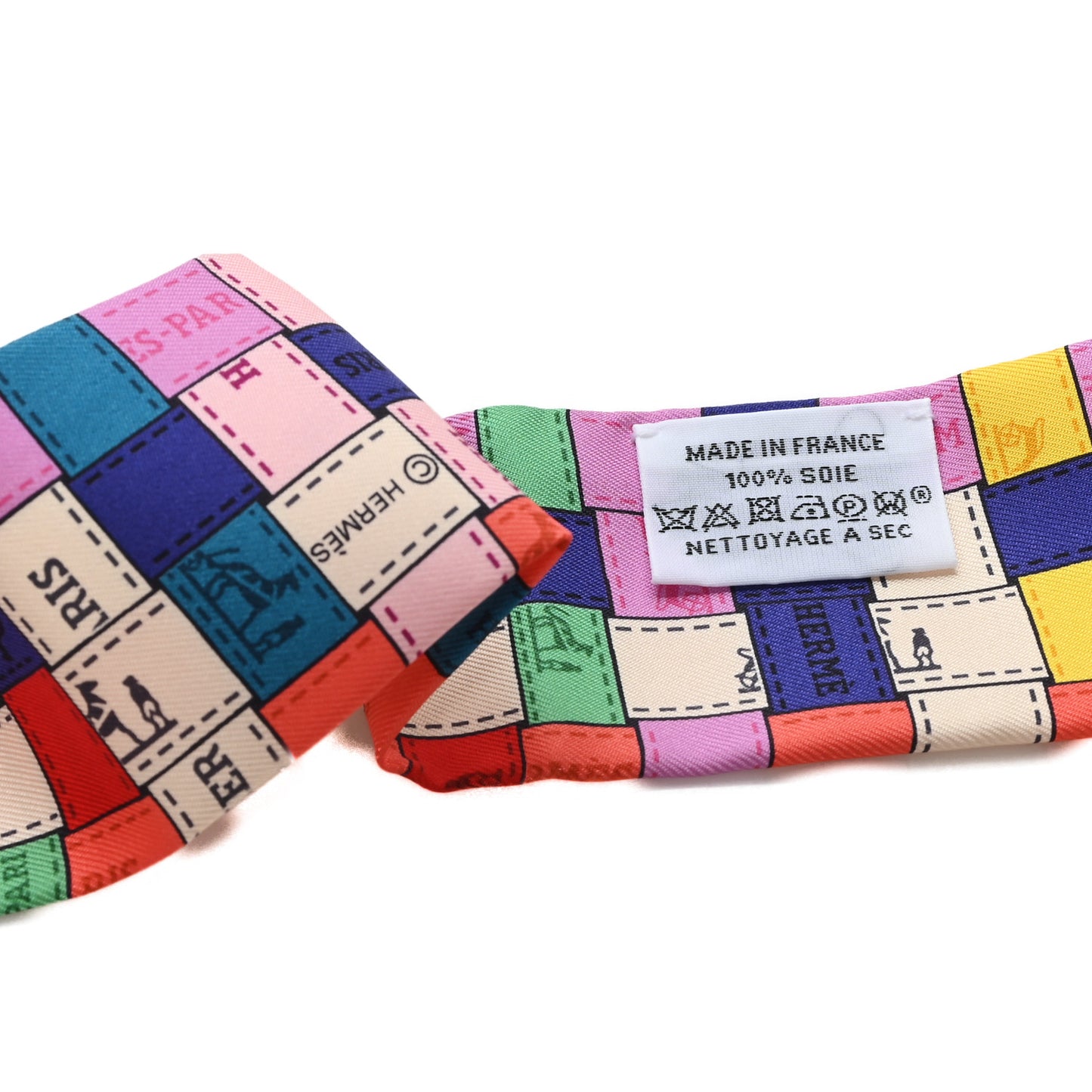 Silk Bolduc Au Carre Twilly Corail Jaune Multicolor