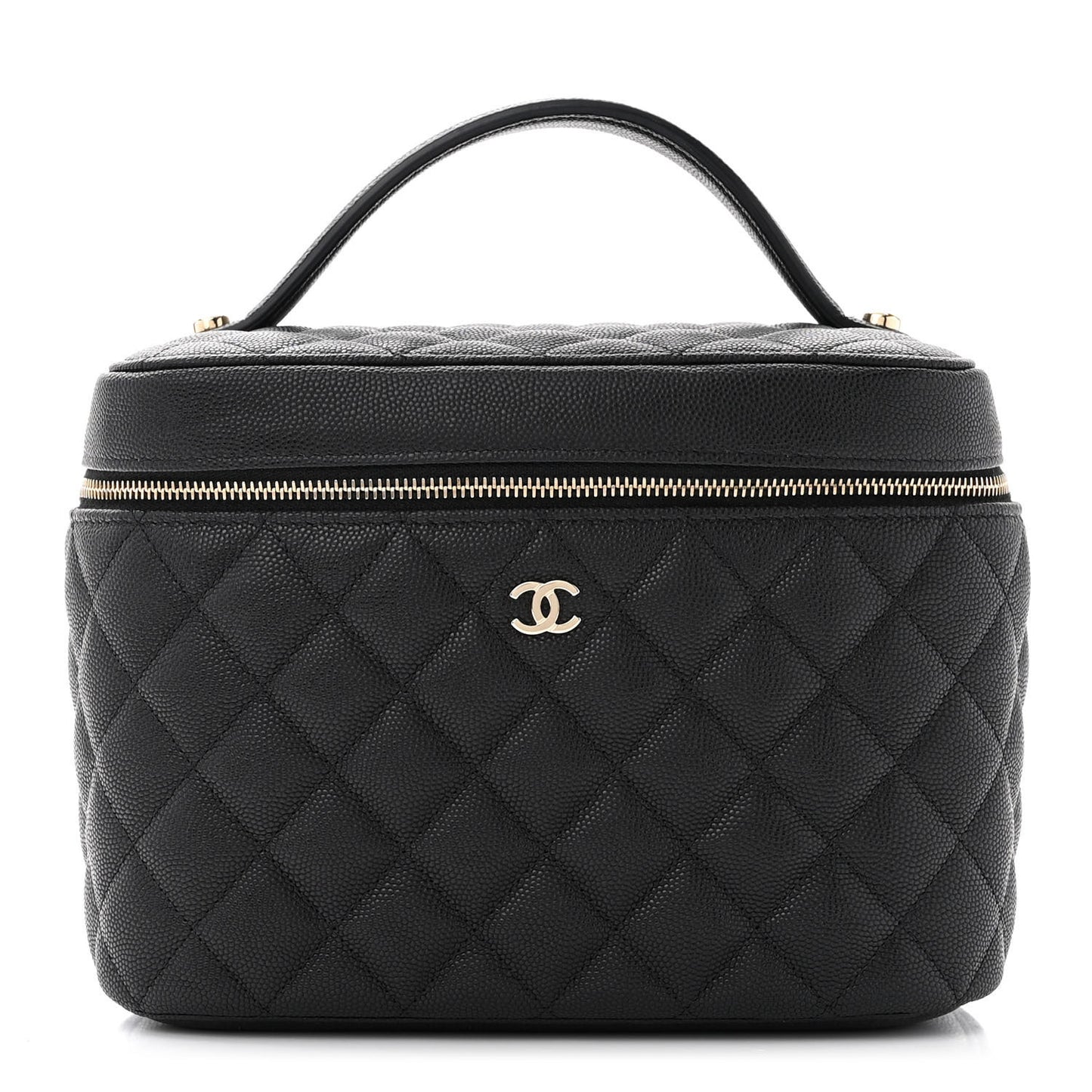 Caviar Quilted Large Vanity Pouch Black